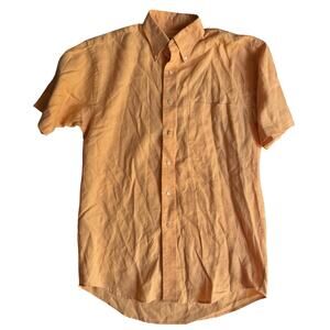Jos. A. Bank Linen Shirt Men's S Orange Short Sleeve Button Down Traveler's